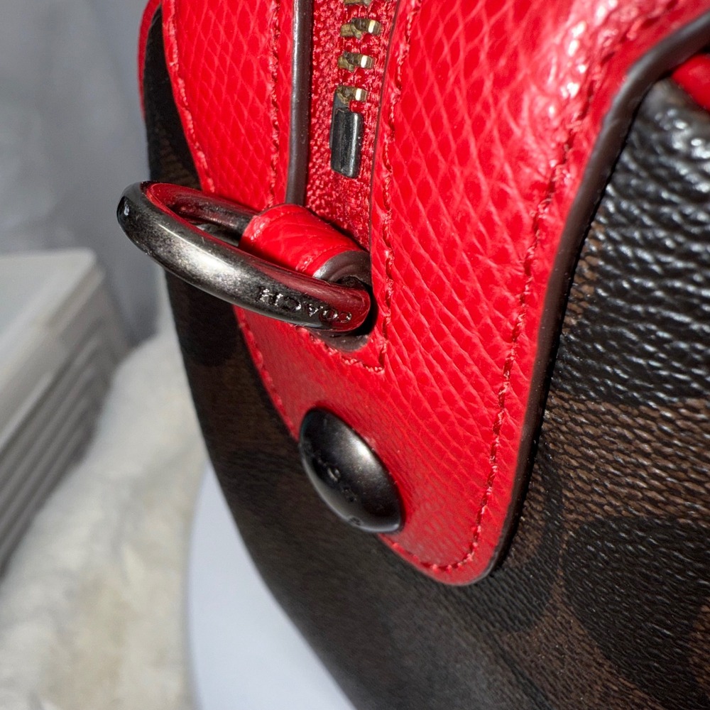 Coach Brown and Red Cherry Signature Satchel - Picture 9 of 13
